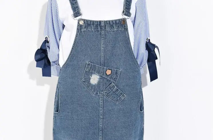 

Denim strap dress women's 2018 new strap dress loose dress