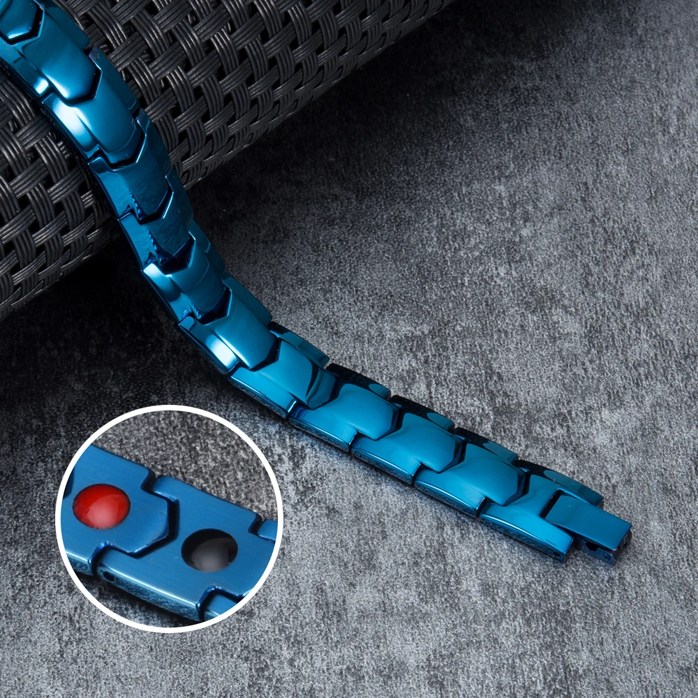 Синий браслет Vinterly Мужская ручная цепь энергетический германиевый стальной