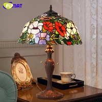 fumat glass table lamps art decor flower shade table lamp for living room led stained glass lamp office bedside stand table lamp