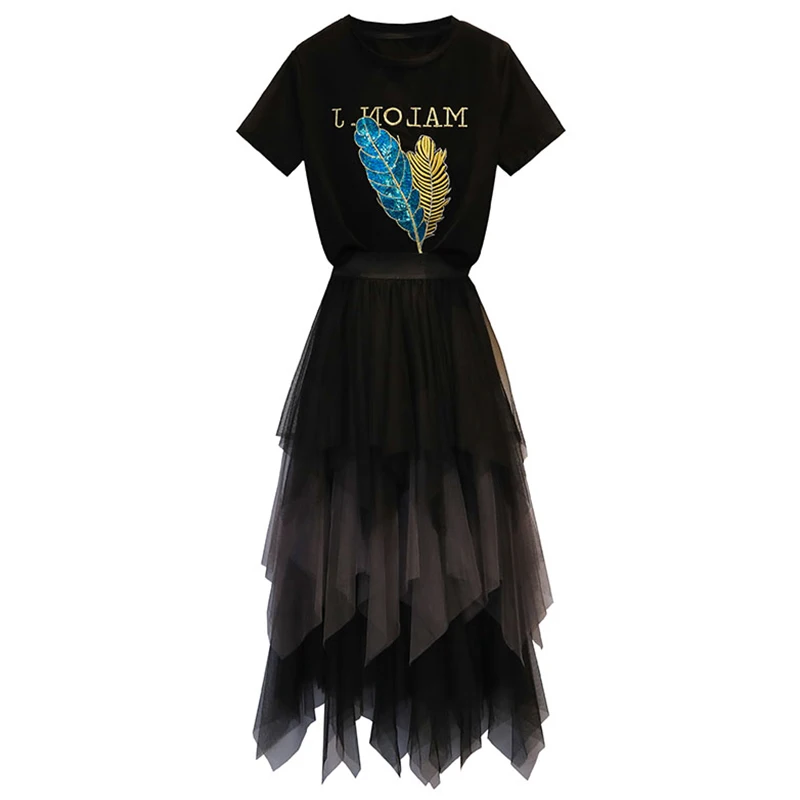 Trytree летний женский комплект из двух предметов Повседневный с o-образным вырезом