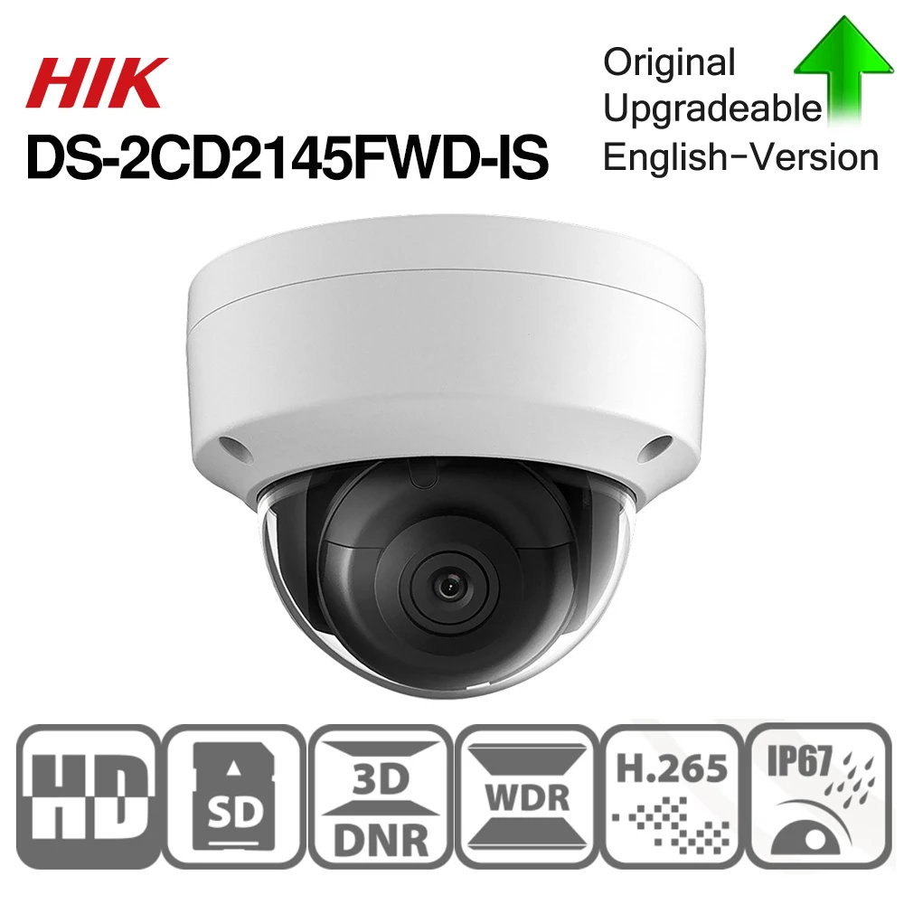 Hikvision DS-2CD2145FWD-IS POE камера видео безопасности 4MP IR Сетевая купольная 30 м IP67 IK10 H.265 +