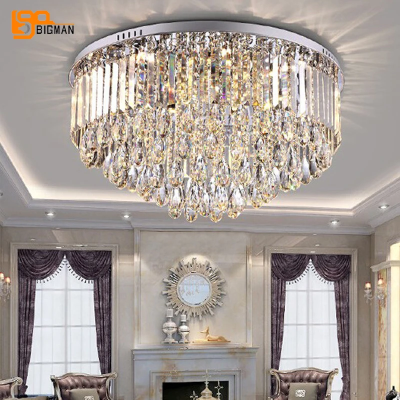 

Luxury Modern Ceiling Chandeliers Living Crystal Lights Round LED Lamparas De Techo Bedroom Decor