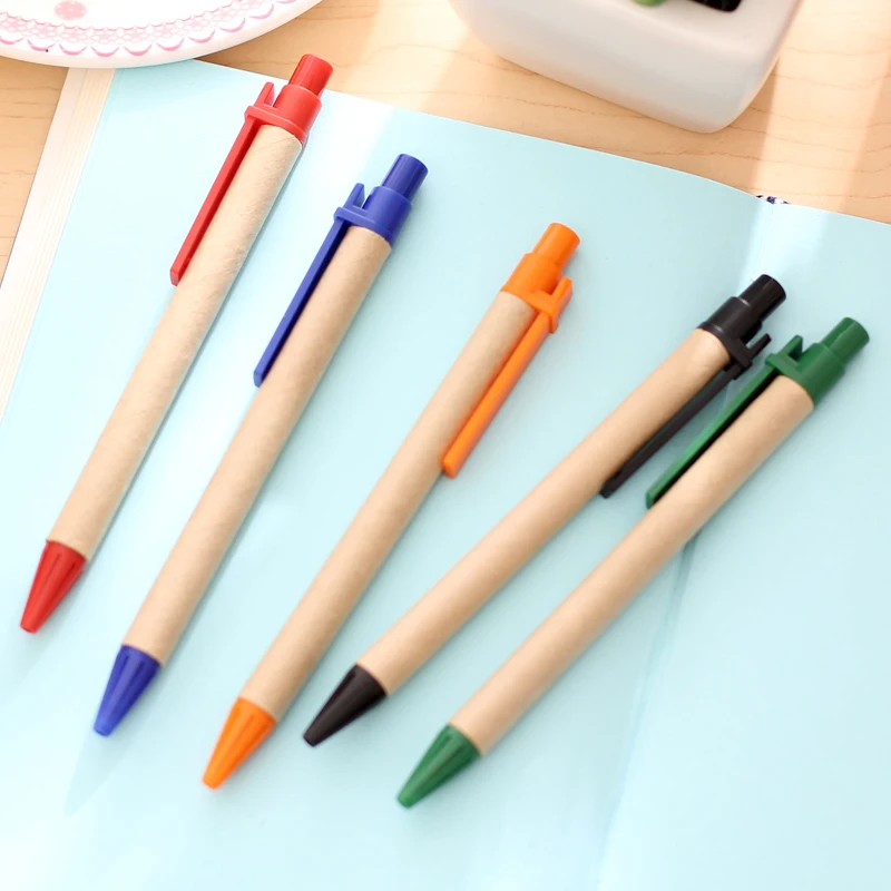 100 шт./лот рекламная бумажная шариковая ручка эко бесплатная доставка