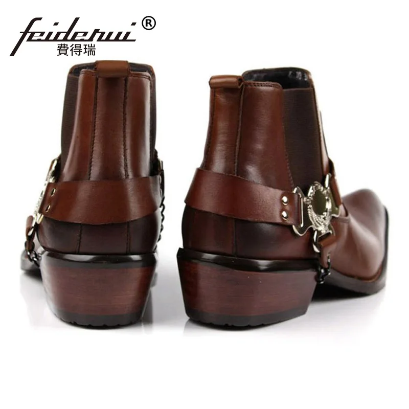 Мужские ковбойские ботильоны из натуральной кожи с острым носком|boots brand|boots
