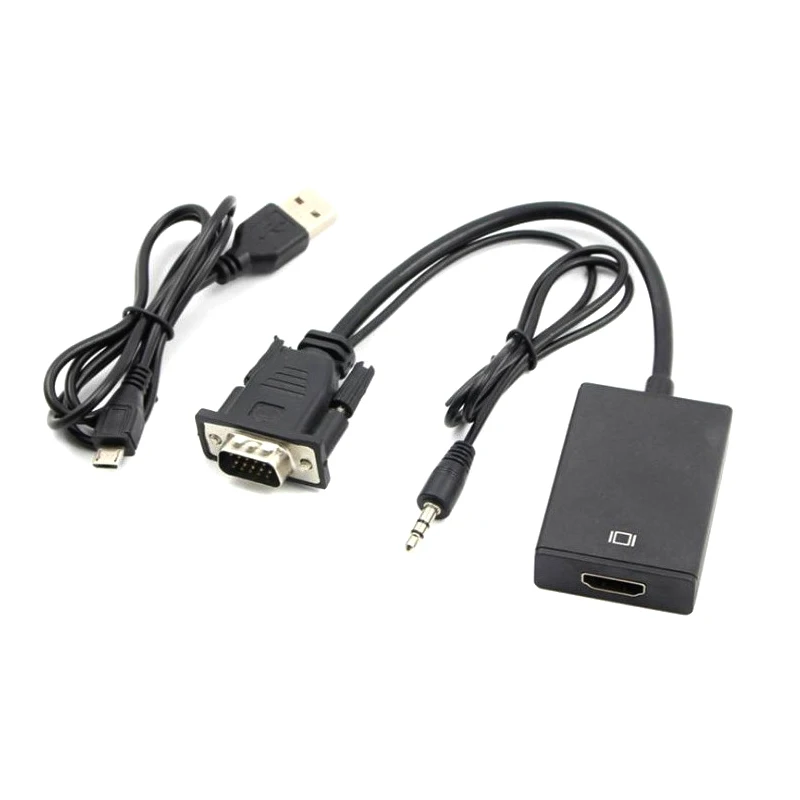 Конвертер VGA папа HDMI выход аудио USB кабель преобразования адаптер портативный для