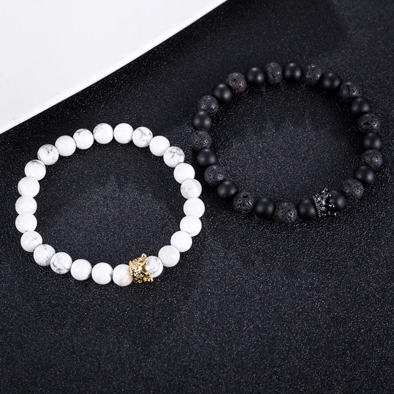 Pulseira мужские браслеты Золотая Корона браслет для женщин полудрагоценный Лава
