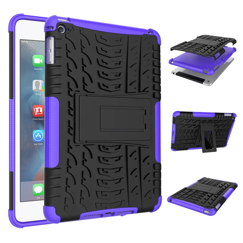 Purple Чехол для iPad Mini 4 чехол для планшета Battlegear PC+ TPU противоударный чехол для iPad Mini 4 Mini 5 Coque Shell - Цвет: Purple