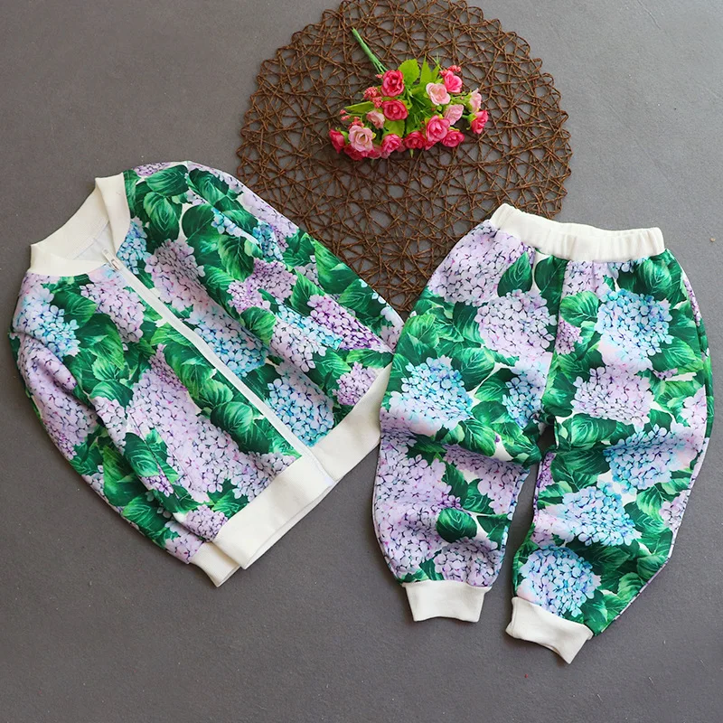 Комплект одежды для маленьких девочек с длинным рукавом и принтом винограда|girl