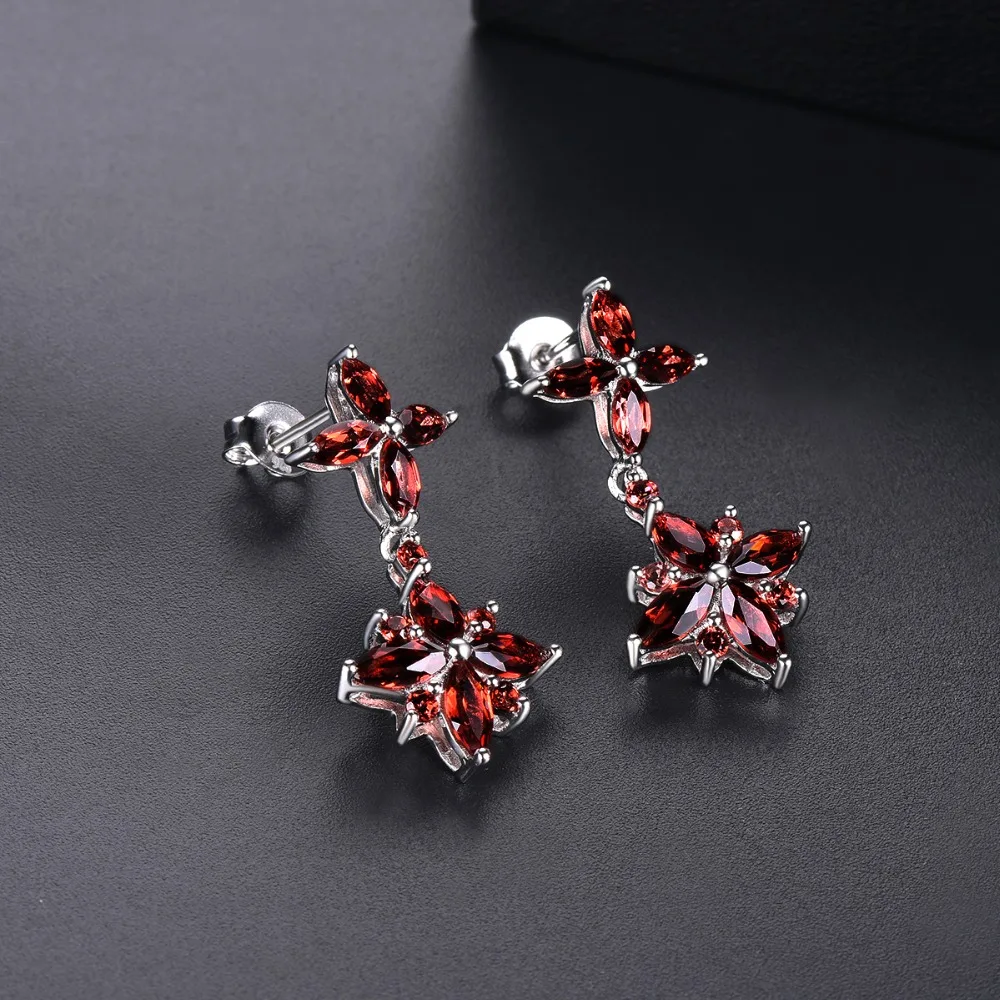 Женские серьги гвоздики в виде граната Hutang Элегантные классические красные из