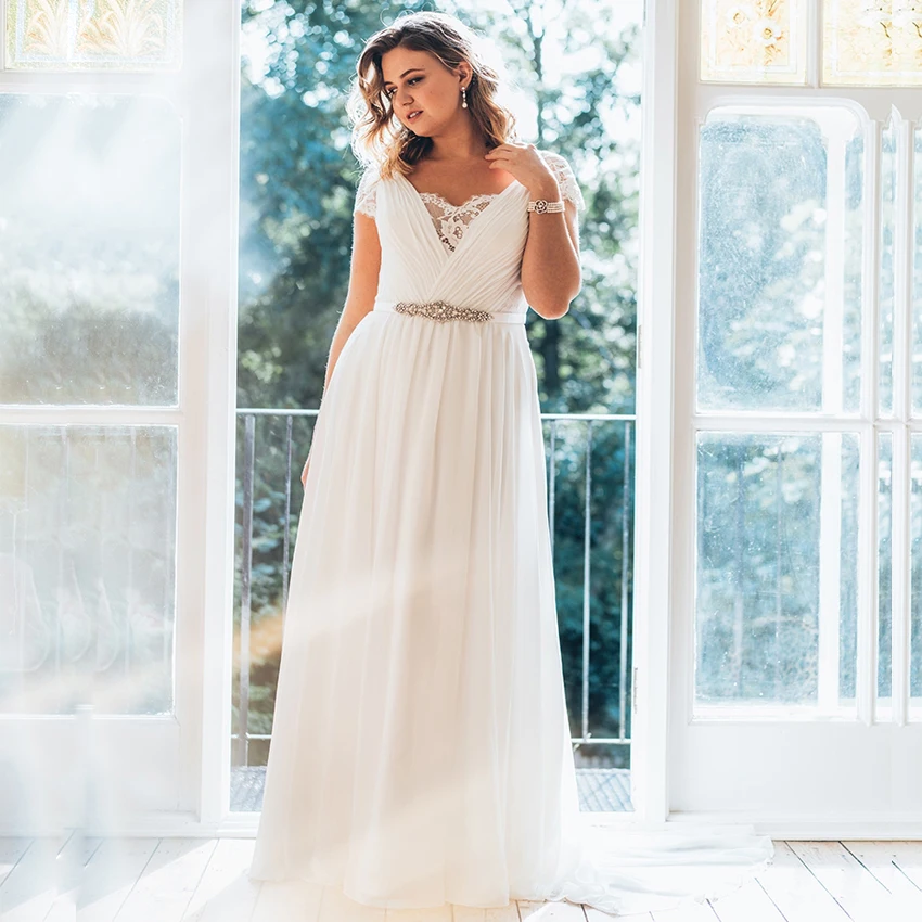 ADLN дешевые свадебные платья размера плюс Robe De Mariage с рукавами крылышками и