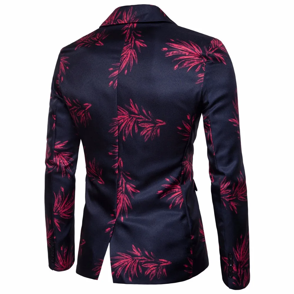 

Men's Fashion Casual Print Suit Blazer Jacket 2018 Brand Men Slim Fit One Button Blazers and Suit Jackets Stage Costumes Wear