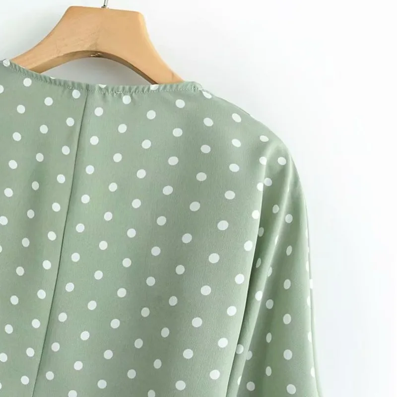 #9044 Сексуальная зеленая рубашка Летняя блуза Женские короткие рубашки Femme