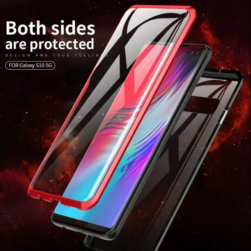 Для Samsung S10 + Plus S10e 5G 360 Полностью покрывающий Алюминиевый металлический передний и