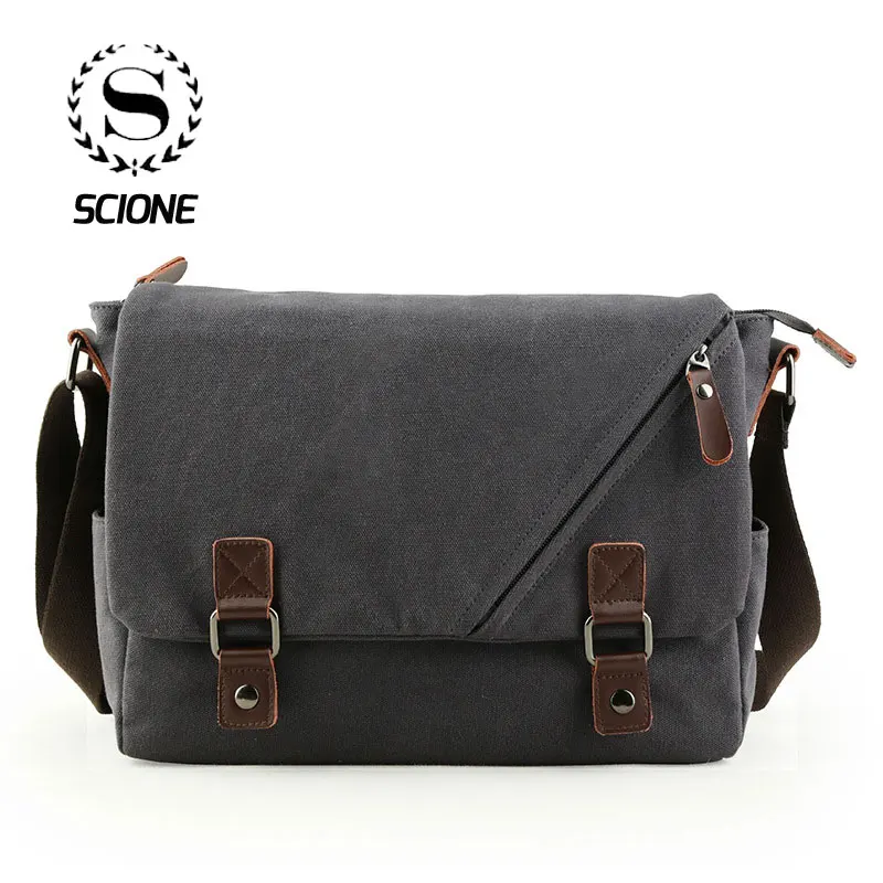 

Scione, винтажные холщовые сумки-мессенджеры, Мужской Дорожный офисный портфель, модный школьный портфель из искусственной кожи для подростков, сумка через плечо