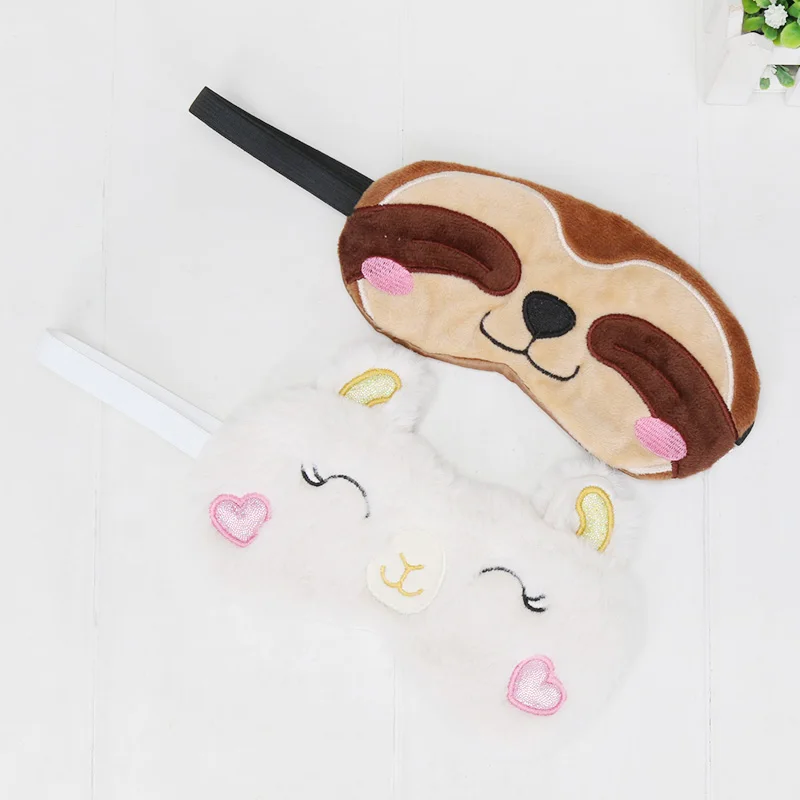 Sleeping Mask Eyepatch Soft Eye Mask Cartoon Travel Alpaca Flash sloth plush mask toys cute llama Relaxing Blindfold gift