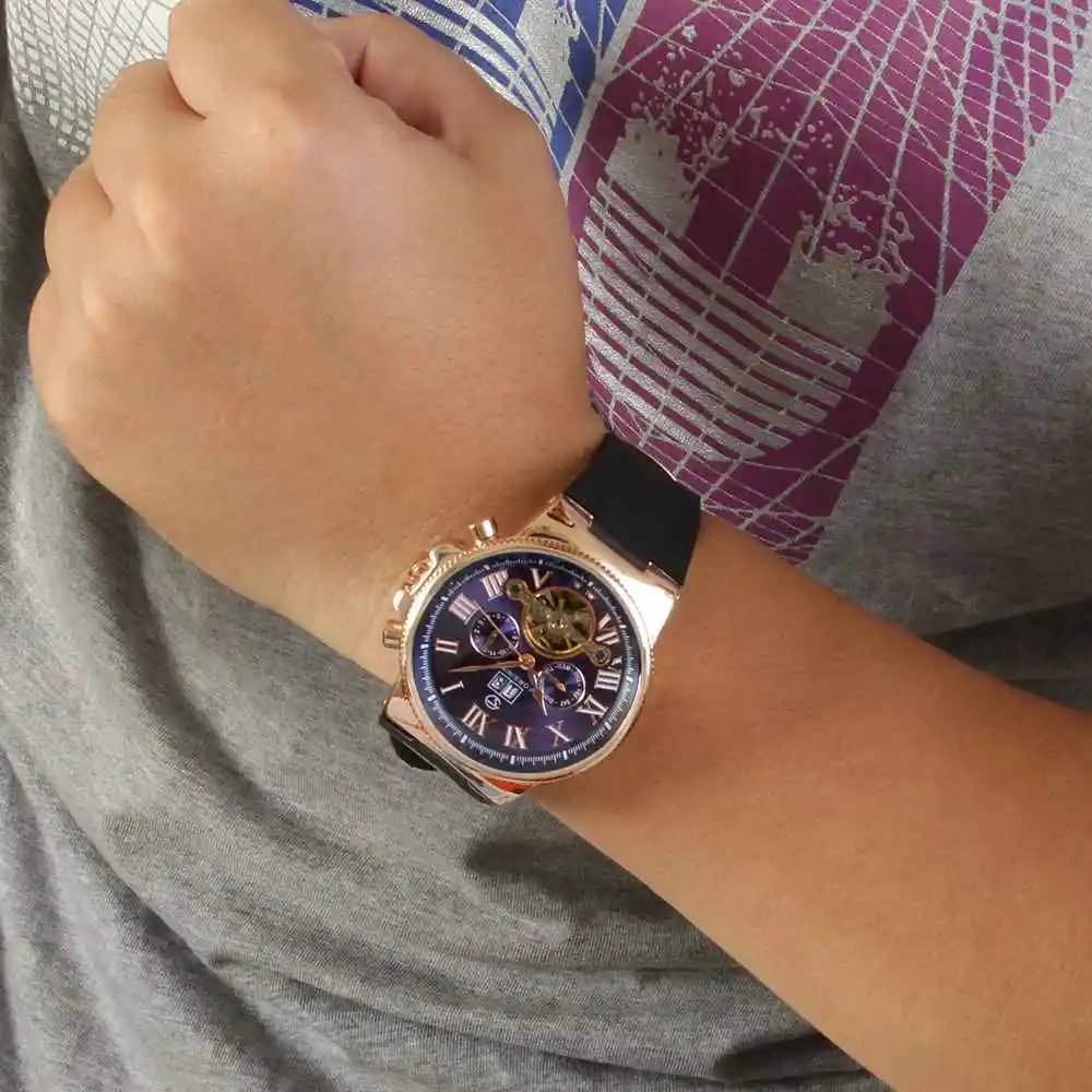 FORSINING Tourbillon Мужские часы армейские спортивные мужские роскошные скелетоны