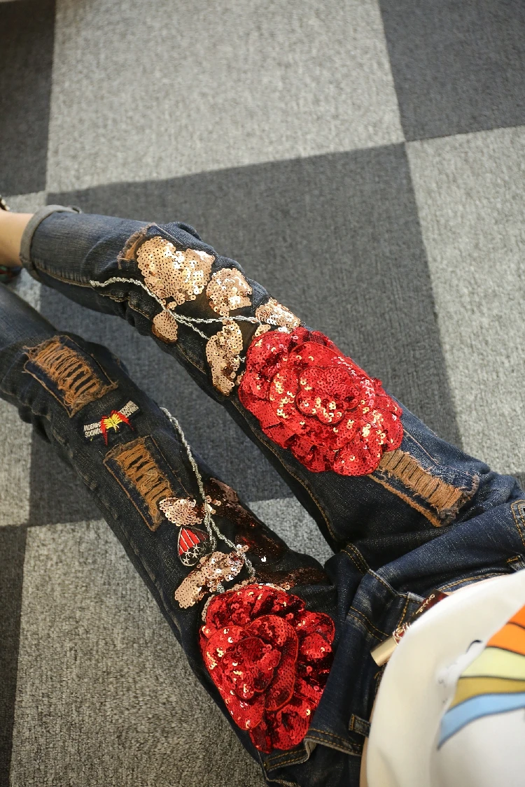 Женские джинсы в Европейском стиле весенне осенние узкие джинсовые брюки с