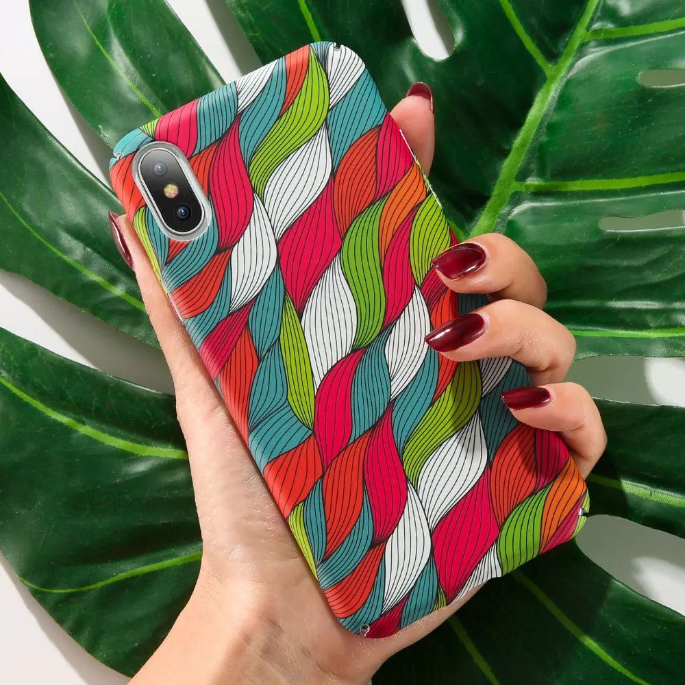 KISSCASE цветной винтажный Плетеный чехол с рисунком для IPhone X XS Max XR 6 7 8 волнистый