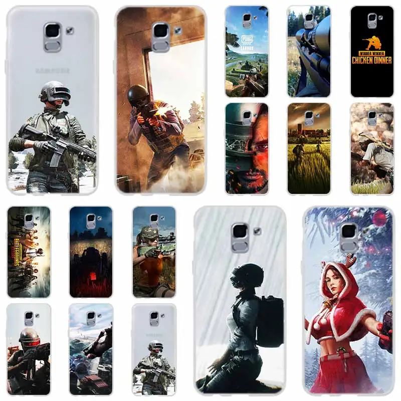 Черный чехол PUBG для телефона Samsung Galaxy j6 J8 J7 J5 J3 J4 Plus 2018 2017 2016 J610 Prime мягкий
