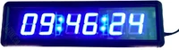 1 8inch height character seven segment led clock blue color 6digits hoursminutes and seconds display 12h24h free shipping