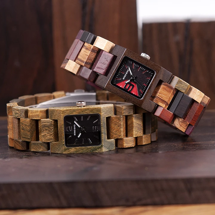 BOBO BIRD montre femme деревянные женские часы Топ Мода Квадратный Циферблат коллекция для женщин S02