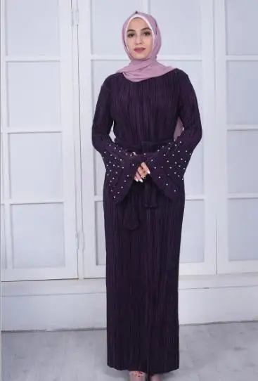 Vestidos кафтан абайя Дубай Бангладеш Плиссированное Макси мусульманское хиджаб