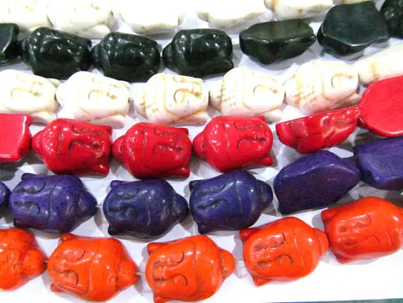 20x30 мм Бирюзовый Камень howlite Будда резной белый ассортимент свободные бусины