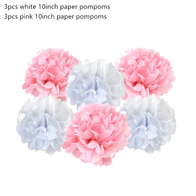 6pcs paper pompom p Baby Shower украшения это мальчик девочка баннер Пол свидетельствуют о Oh Baby шар День рождения украшения детских товаров - Цвет: 6pcs paper pompom p