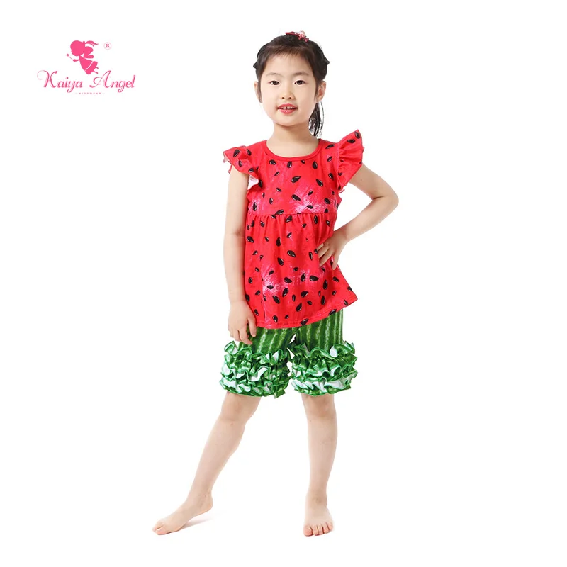 Фото Летняя одежда для девочек Kaiya с изображением ангела футболка рисунком арбуза
