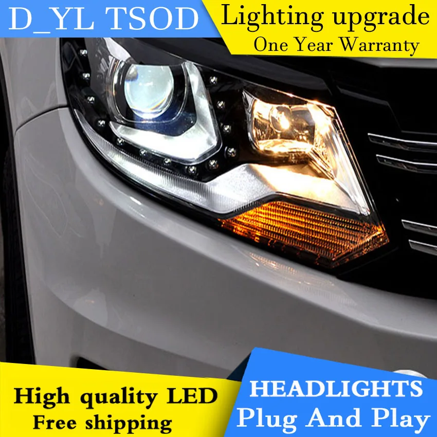 D_YL автомобильный Стайлинг для фар VW Tiguan 2013 2015 светодиодный ная фара DRL линза