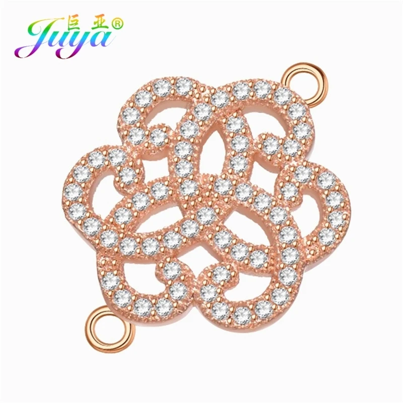 Rose Gold Juya DIY фурнитура для ювелирных изделий хамса Счастливая звезда цветок Шарм Разъемы для женщин браслет ручной работы серьги изготовление ювелирных изделий - Цвет: Rose Gold