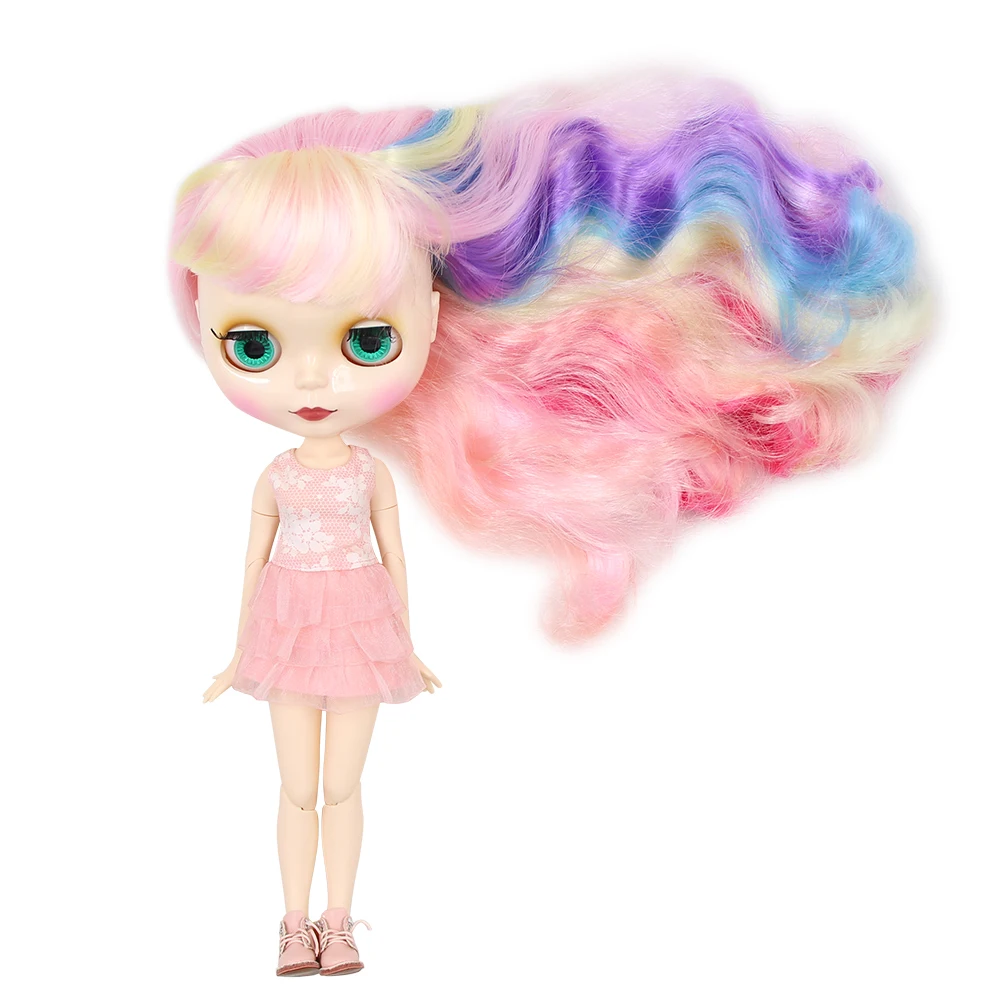 Кукла Blyth ICY DBS 1/6 Обнаженная кукла Красочные длинные волнистые волосы Розовая