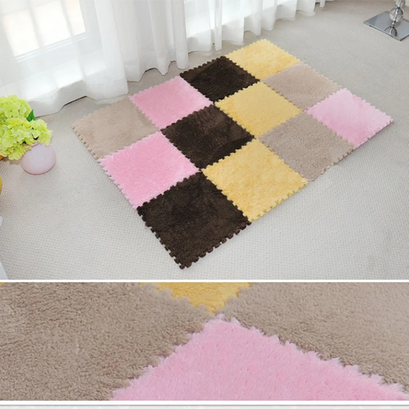 Мягкие бархатные коврики 8 шт. теплые пазлы для ползания мягкие плюшевые тканевые