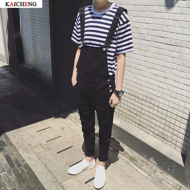 Мужские подтяжки 2017 Новый бренд повседневные черно белые джинсовые комбинезоны