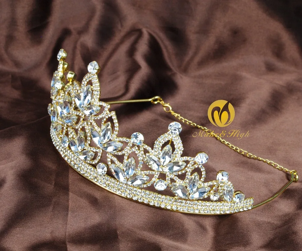 Женская тиара и короны со стразами украшение для волос золотые свадебные