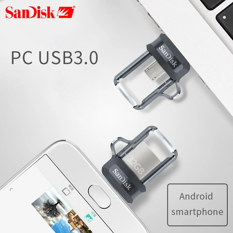 Sandisk 128 ГБ sdd3 Экстремальный USB3.0 двойной OTG USB флеш накопитель Высокая скорость 150