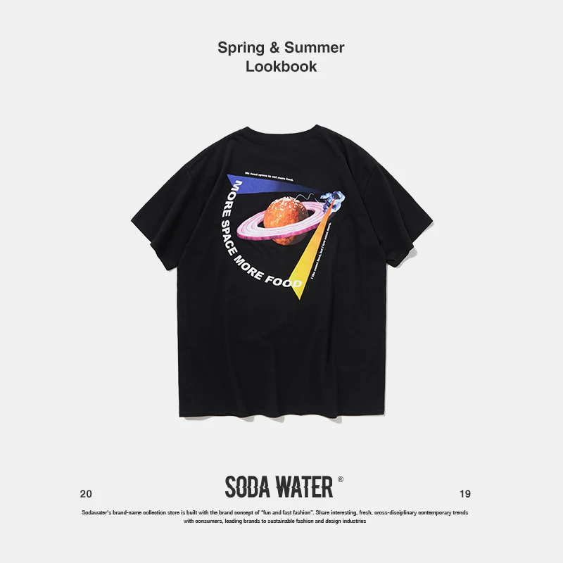SODA вода Космос печати тройник 2019 мужчины Homme веселое Harajuku футболки с коротким