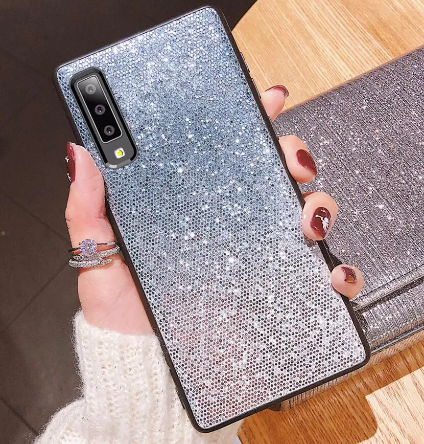 blue Для samsung A7 чехол Сияющий блестящий чехол для телефона для samsung Galaxy A7 7 A750F A750 SM-A750F 7 A A7 принципиально чехол - Цвет: blue