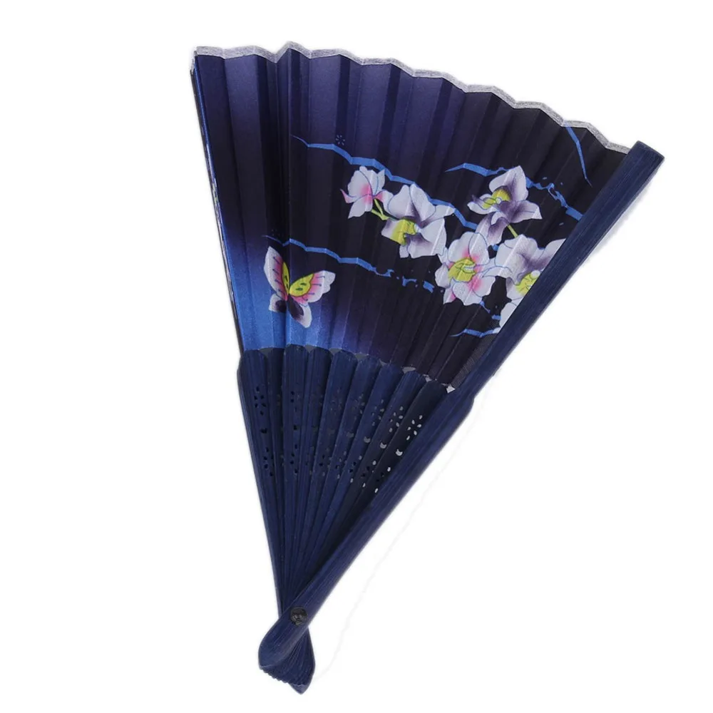 Китайский Японский Складной Шелковый Бабочка Цветка Руки Бамбук Азии Карманный