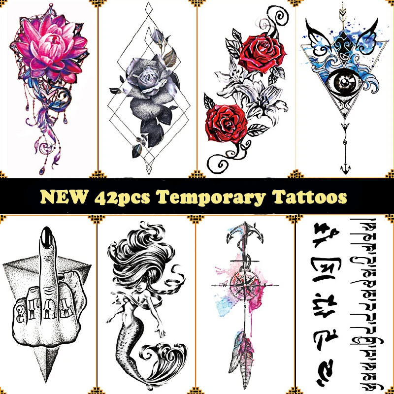 1 шт. Цветные татуировки лотоса водонепроницаемые сексуальные женский боди арт