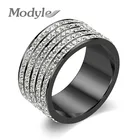 Модные новые модные черные крутые ювелирные изделия из нержавеющей стали с кристаллами обручальные кольца для женщин