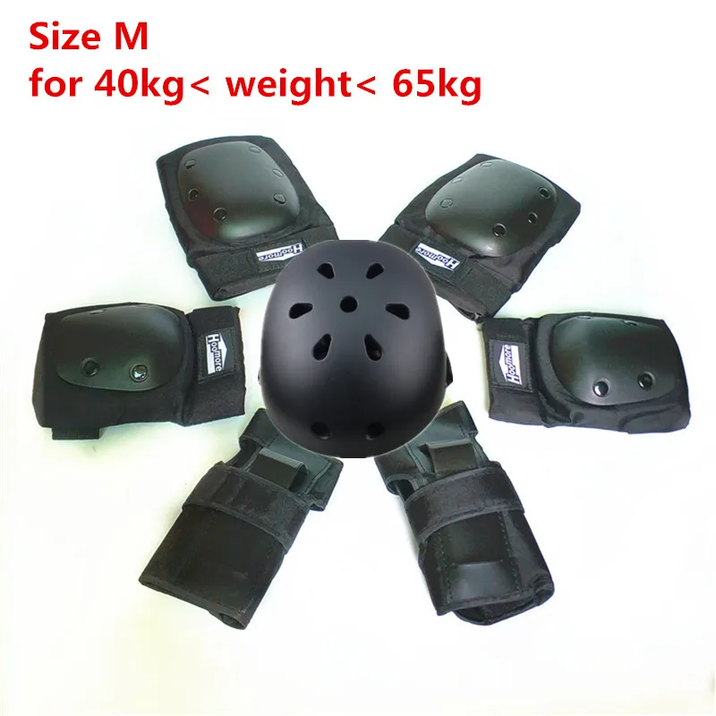 1 helmet 6 Pads M Профессиональные Взрослые спортивные защитные накладки для колена, локоть, поддержка запястья, ПП оболочка, дышащие, впитывают, для катания на коньках, скейтборд, скутер - Цвет: 1 helmet 6 Pads M