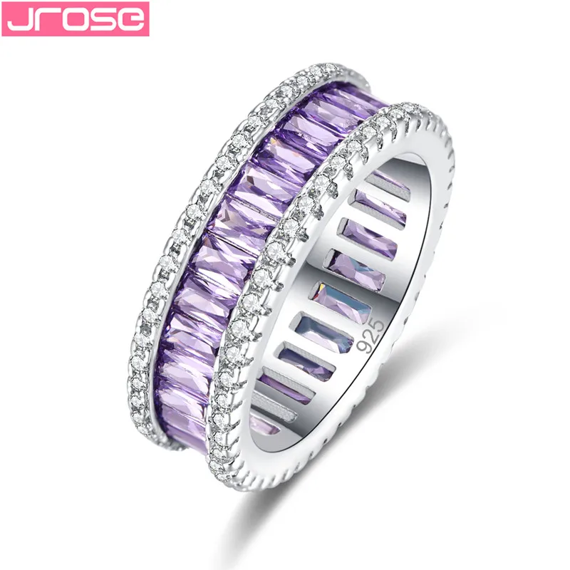 

JROSE 2019 New Row Eternal Sterling Silver 925 Jewelry Wedding Clear Fashion Rings for Women Crystal Zircon Anillos Mujer