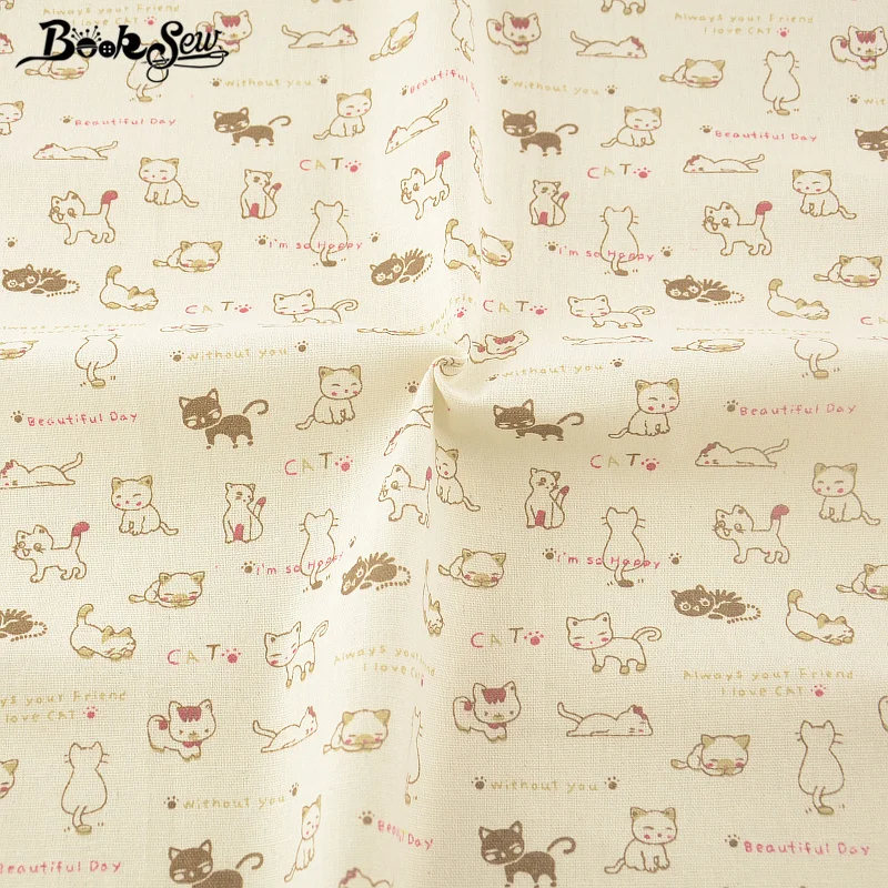Красивый дизайн с кошкой хлопок льняная ткань для шитья сумка занавеска подушка