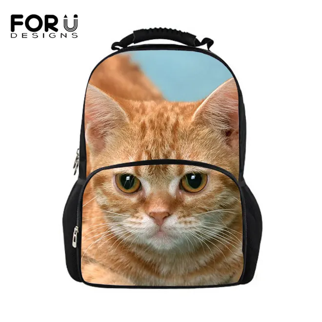 W2926A FORUDESIGNS/милый рюкзак с котом; женские рюкзаки для девочек-подростков; школьная сумка; Повседневный Черный рюкзак с принтом; Mochilas Back Pack Bag - Цвет: W2926A