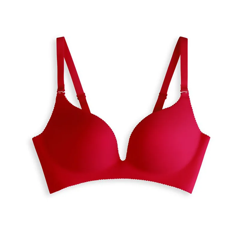

New Arrival Winter Womens Bras Sexy Comfortable Breathable Seamless Womesn's Bra Flocking Wire Free Deep V Woman Bras Underwear
