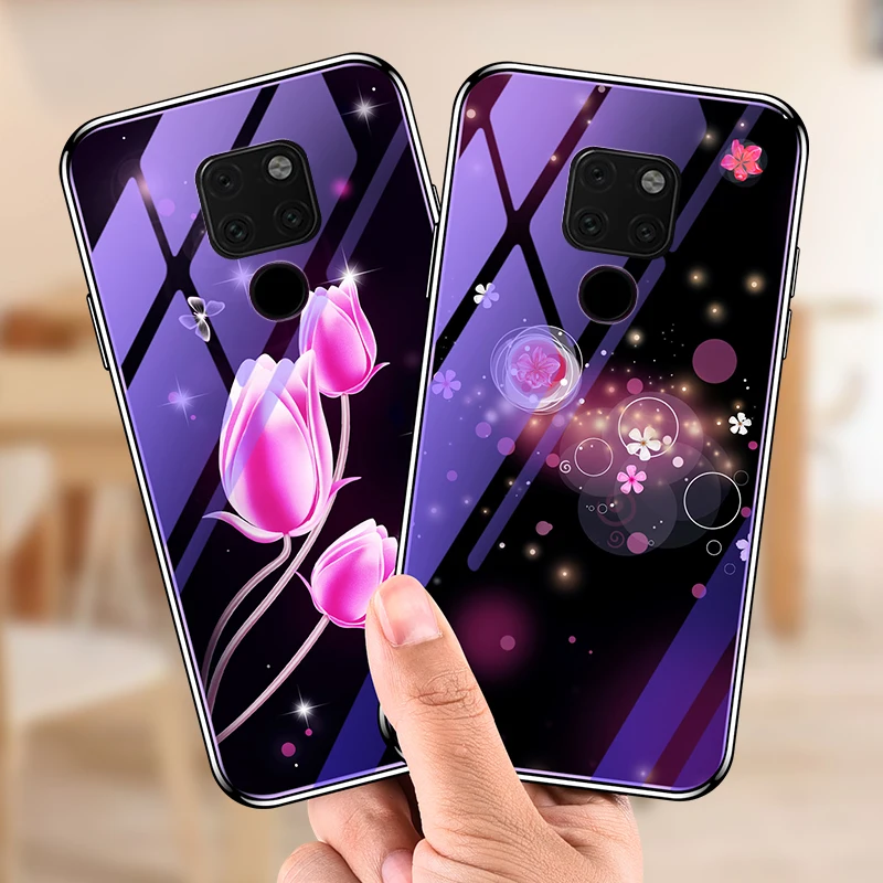 Чехол для Huawei Mate 20x стеклянные чехлы телефонов 20 Pro Lite X покрытие синий свет