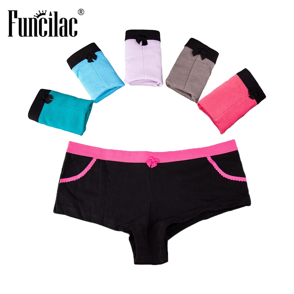 Funcilac Для женщин Нижнее Бельё для девочек Boyshort бесшовные Трусики хлопок трусы