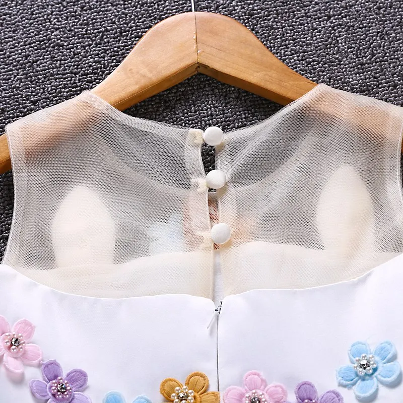 MUABABY Unicorn Princess Costume Girls Pageant Evening Long Gowns Kids Sleeveless Embroidery Flower Birthday Party Tutu Dresses | Детская