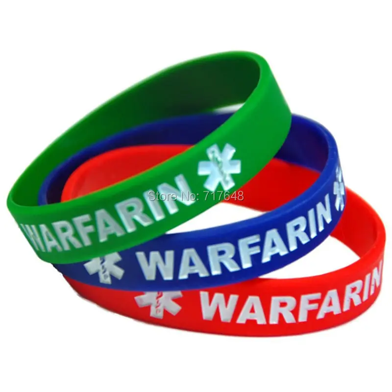 300 шт. Варфарин браслет силиконовые браслеты-манжеты Браслеты Бесплатная